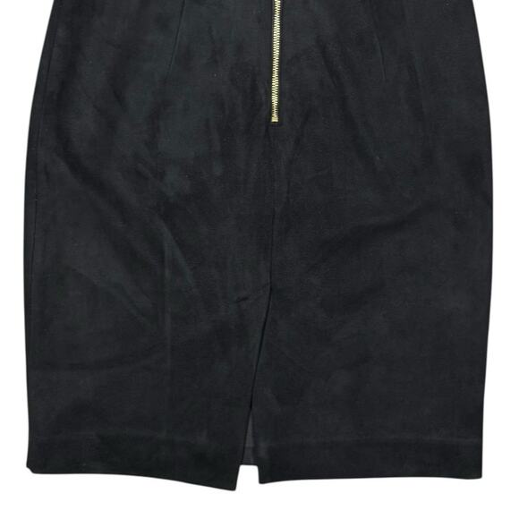 H&M Black Pencil Skirt Mid-Rise Knee Length Skirt Back Zip Buttons Womens Size 2 - Picture 6 of 10